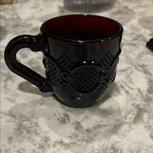 Vintage  Red Glass Mug-8 available. Priced separately.
